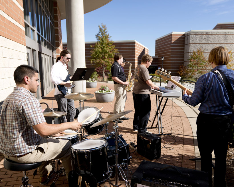 People playing in a band