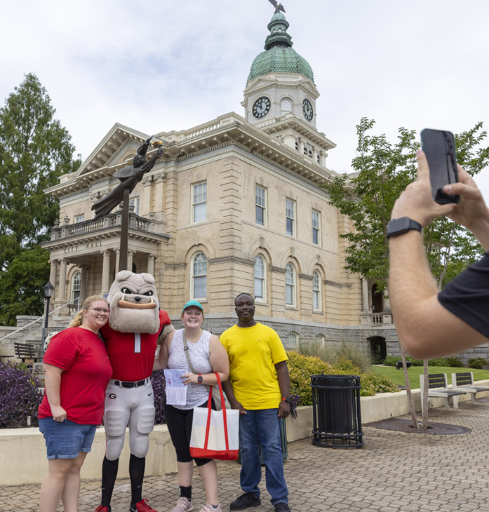 College students getting their picture taken