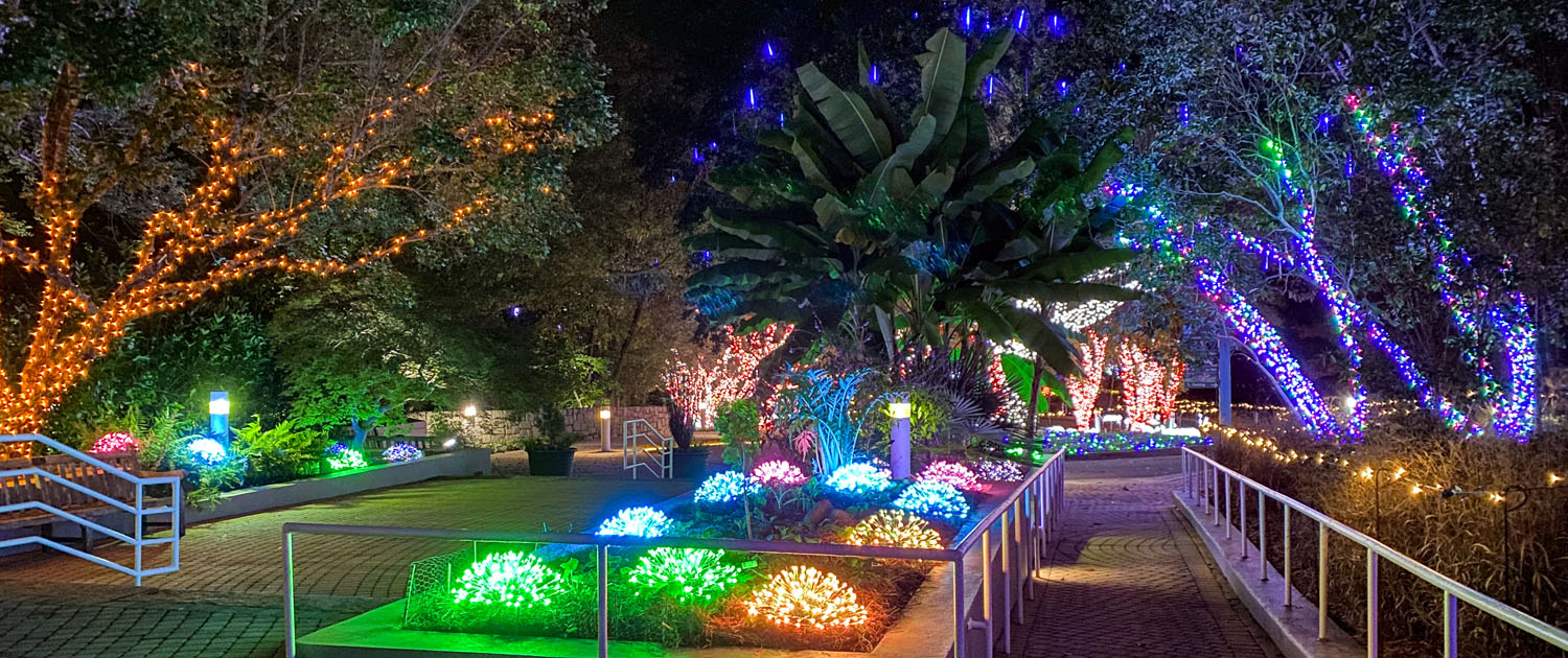 Winter Wonderlights front entrance at the UGA Botanical Gardens