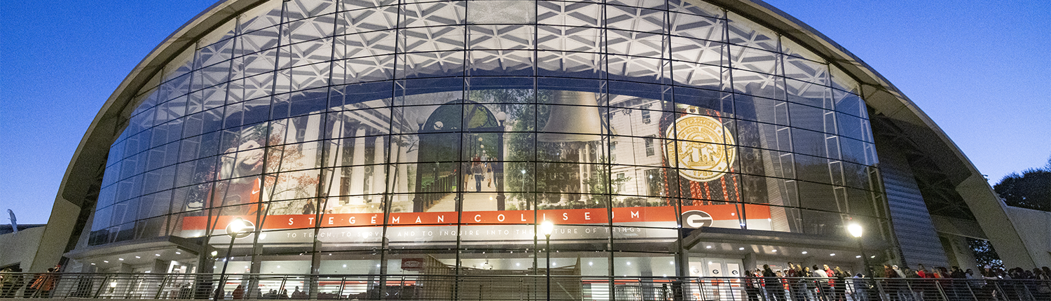 Stegeman Coliseum, located across the street from the UGA Hotel Georgia Center